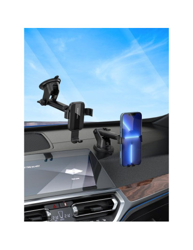 Uchwyt samochodowy do telefonu vention z przyzsawką 4.7 do 7.2 cala czarny