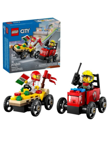 Lego city 60458 zestaw wyścigówek: pizza kontra wóz strażacki