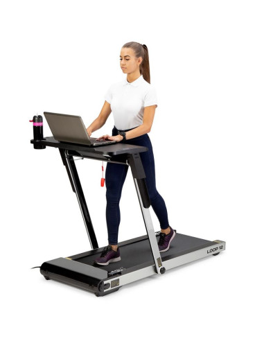 Bieżnia elektryczna z biurkiem hms loop12 multi 1-12 km/h, szara