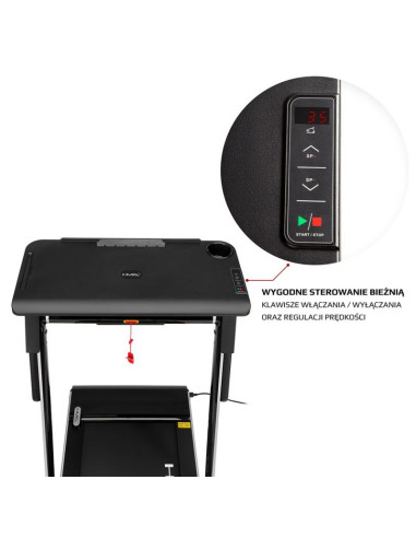 Bieżnia elektryczna z biurkiem hms loop12 multi 1-12 km/h, szara