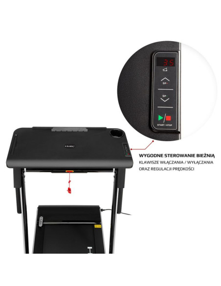 Bieżnia elektryczna z biurkiem hms loop12 multi 1-12 km/h, szara