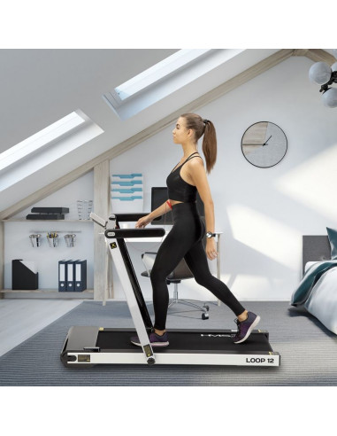 Bieżnia elektryczna z biurkiem hms loop12 multi 1-12 km/h, szara