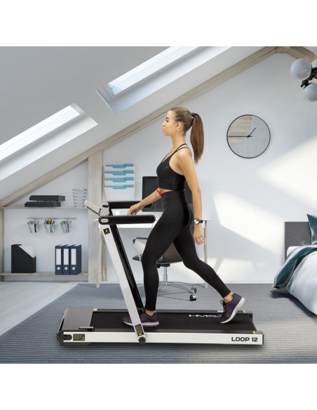 Bieżnia elektryczna z biurkiem hms loop12 multi 1-12 km/h, szara