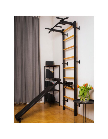 Obracana ławka do ćwiczeń z rolkami pod kolana i siedziskiem benchk b1b