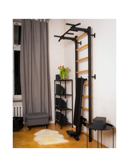 Obracana ławka do ćwiczeń z rolkami pod kolana i siedziskiem benchk b1b