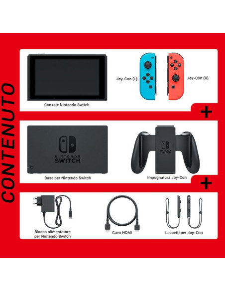 Nintendo switch przenośna konsola do gier 15,8 cm (6.2") 32 gb ekran dotykowy wi-fi niebieski, szary, czerwony