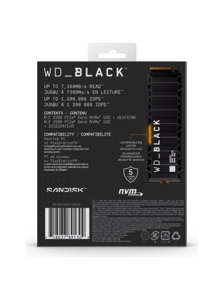 Dysk ssd wd black sn850x wds200t2xhe (2 tb   m.2  pcie nvme 4.0 x4  heatsink)