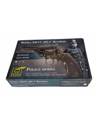 Rewolwer webley mkvi .455 police kal.5,5 mm diabolo łuski 6-strzał. lufa 4" co2 battlefield ekp do17j