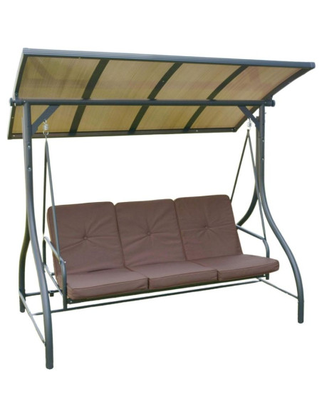 Huśtawka ogrodowa 3 osobowa 194x120x173cm zosia z daszkiem z poliwęglanu