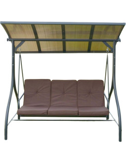 Huśtawka ogrodowa 3 osobowa 194x120x173cm zosia z daszkiem z poliwęglanu 2