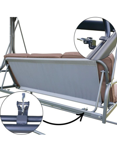 Huśtawka ogrodowa 3 osobowa 194x120x173cm zosia z daszkiem z poliwęglanu