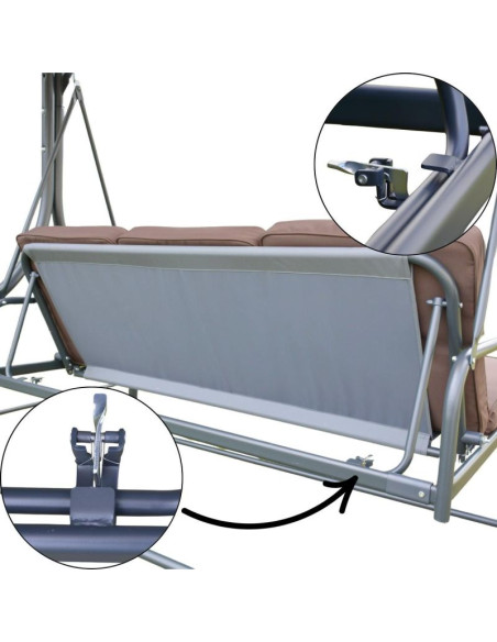 Huśtawka ogrodowa 3 osobowa 194x120x173cm zosia z daszkiem z poliwęglanu