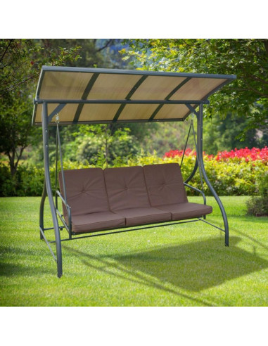 Huśtawka ogrodowa 3 osobowa 194x120x173cm zosia z daszkiem z poliwęglanu