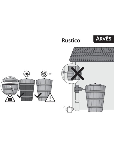 Zbiornik pojemnik na wodę deszczówkę beczka rustico 275l umbra wood