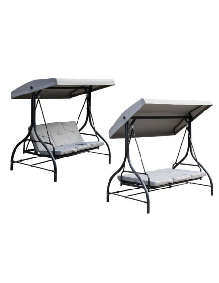 Huśtawka ogrodowo - balkonowa nina 3-osobowa szara