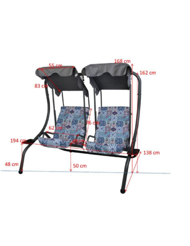 Huśtawka ogrodowo balkonowa sonic 2 osobowa mozaika