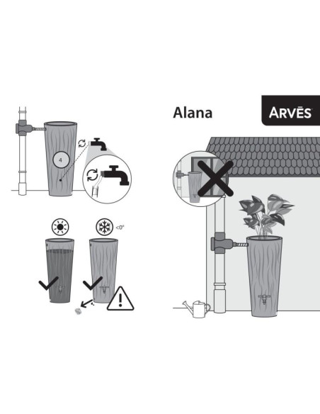Zbiornik pojemnik na wodę deszczówkę alana flower 160l antracyt