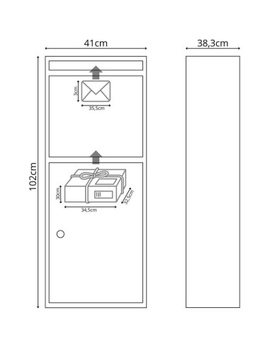 Skrzynka na przesyłki kurierskie listy 2w1 stojąca 38x41x102cm 1068749