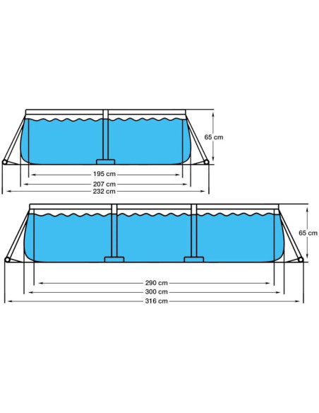 Basen stelażowy prostokątny super strong 300x207x66cm 17771