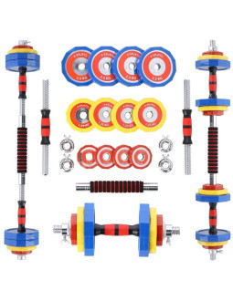 Kolorowe sztangielki z funkcją sztangi w walizce hms skc20 2 x 10 kg
