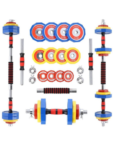 Kolorowe sztangielki z funkcją sztangi w walizce hms skc20 2 x 10 kg