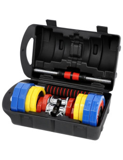 Kolorowe sztangielki z funkcją sztangi w walizce hms skc20 2 x 10 kg 2