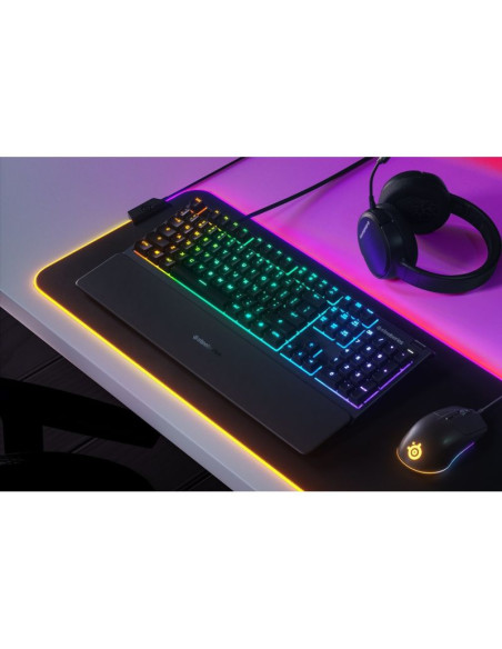 Steelseries apex 3 gaming keyboard, us layout, wired, black steelseries apex 3  gaming keyboard ip32 water resistant for protect