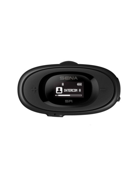 Interkom motocyklowy sena 5r-01d 5r bluetooth 5.1 700m z wyświetlaczem lcd i uniwersalnym zestawem mikrofonów na 2 kaski