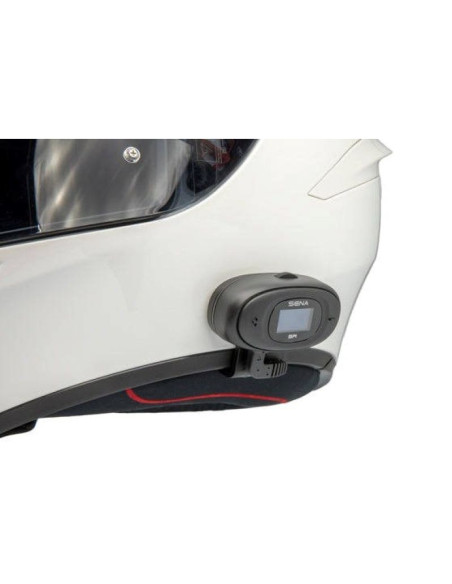 Interkom motocyklowy sena 5r-01d 5r bluetooth 5.1 700m z wyświetlaczem lcd i uniwersalnym zestawem mikrofonów na 2 kaski