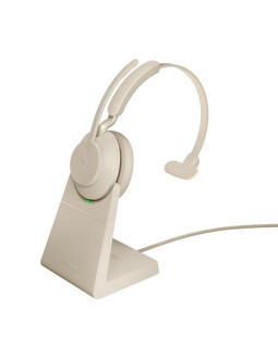 Sluchawki nauszne bezprzewodowe jabra evolve2 65 ms mono link380c, beige + stand