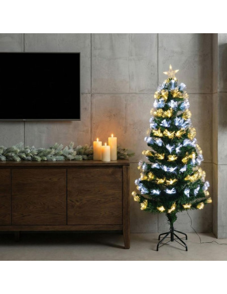 Choinka dekoracyjna światłowodowa ciepły zimny biały 120cm