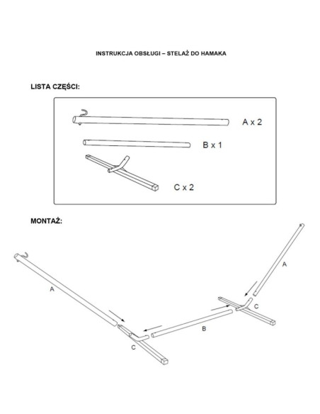 Stelaż stojak do hamaka metalowy 374x91x111cm