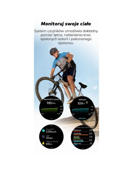 Smartwatch męski gravity gps gt24-2 czarny pasek silikonowy + biały pasek silikonowy