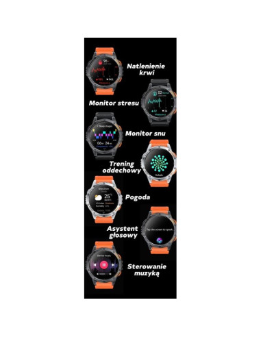 Smartwatch męski gravity gps gt24-2 czarny pasek silikonowy + biały pasek silikonowy