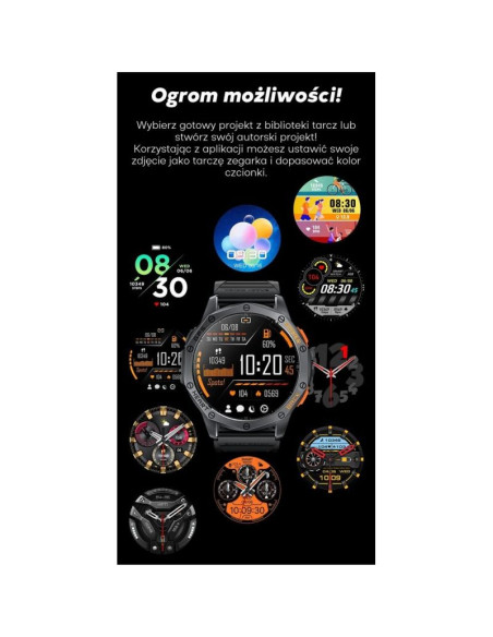 Smartwatch męski gravity gps gt24-2 czarny pasek silikonowy + biały pasek silikonowy