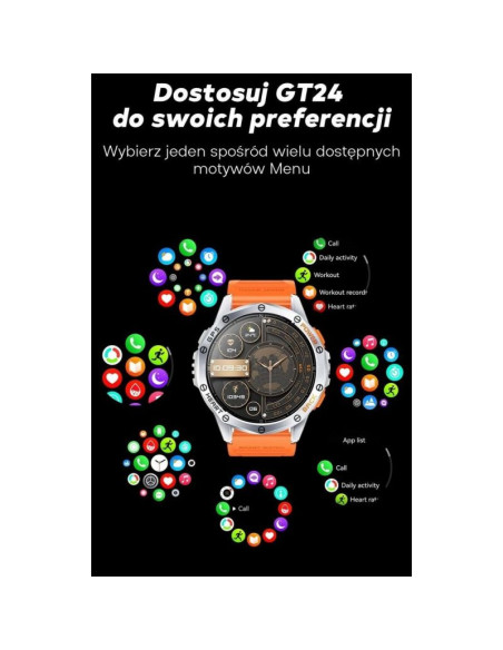 Smartwatch męski gravity gps gt24-2 czarny pasek silikonowy + biały pasek silikonowy