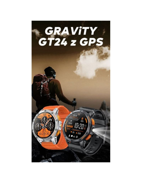 Smartwatch męski gravity gps gt24-2 czarny pasek silikonowy + biały pasek silikonowy