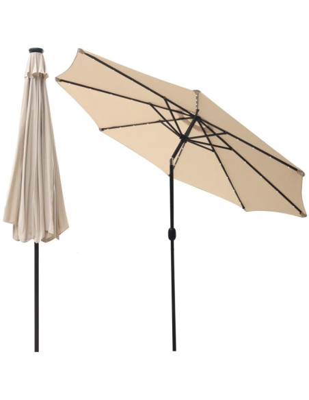 Parasol ogrodowy z oświetleniem led 300cm beżowy