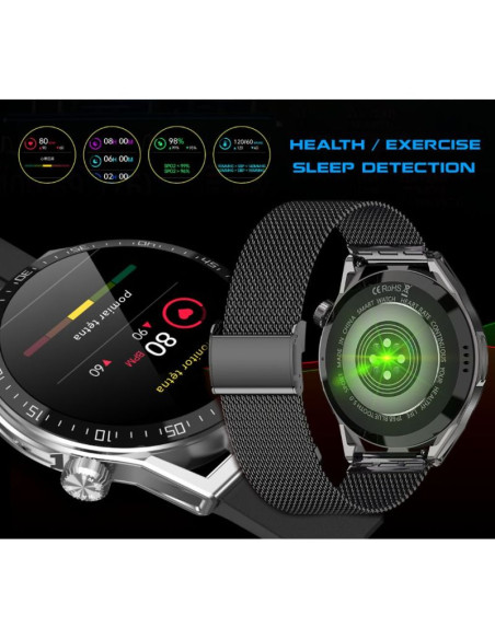 Smartwatch  rubicon rnce88-2 czarny- czarny pasek silikonowy + czarna bransoleta