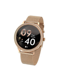 Smartwatch damski veltori vt310-1 złota bransoleta + różowy pasek silikonowy 2