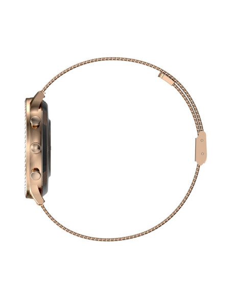 Smartwatch damski veltori vt310-1 złota bransoleta + różowy pasek silikonowy