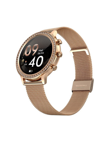 Smartwatch damski veltori vt310-1 złota bransoleta + różowy pasek silikonowy