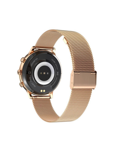 Smartwatch damski veltori vt310-1 złota bransoleta + różowy pasek silikonowy