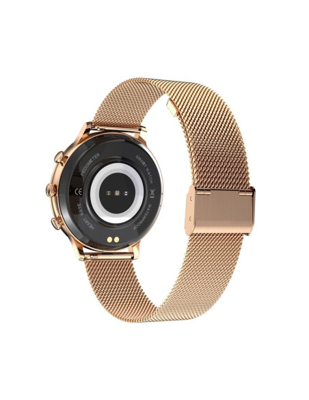 Smartwatch damski veltori vt310-1 złota bransoleta + różowy pasek silikonowy