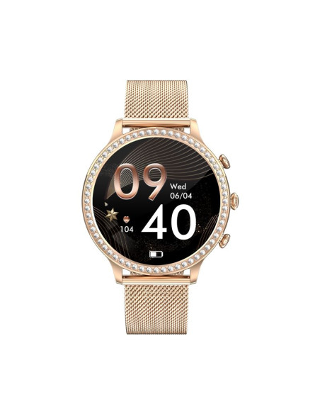 Smartwatch damski veltori vt310-1 złota bransoleta + różowy pasek silikonowy