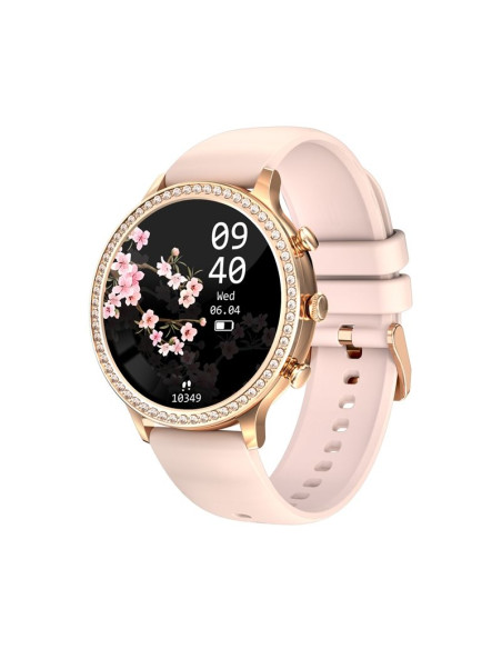 Smartwatch damski veltori vt310-1 złota bransoleta + różowy pasek silikonowy