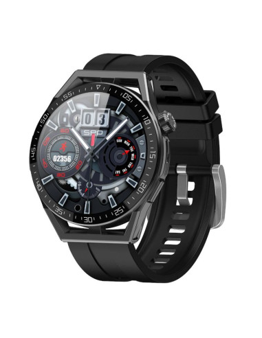 Smartwatch  rubicon rnce88-1 czarny- czarny pasek silikonowy + czarny pasek skórzany