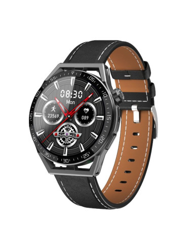 Smartwatch  rubicon rnce88-1 czarny- czarny pasek silikonowy + czarny pasek skórzany