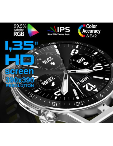 Smartwatch  rubicon rnce88-1 czarny- czarny pasek silikonowy + czarny pasek skórzany