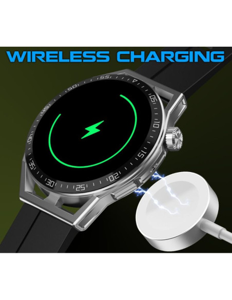 Smartwatch  rubicon rnce88-1 czarny- czarny pasek silikonowy + czarny pasek skórzany